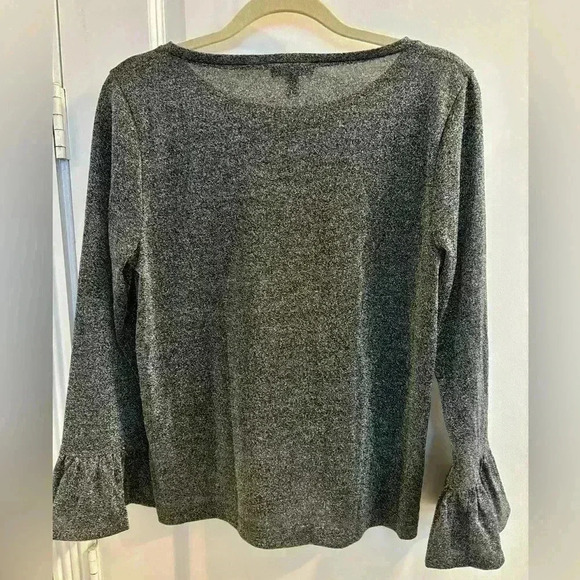 NWT J.Crew Women's Sparkle Bell Sleeve Tee in Charcoal Gray Size Large - Picture 2 of 7